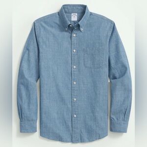 Brooks Brothers Chambray Cotton Poplin Regent Fit Button Down Collar Sport Shirt